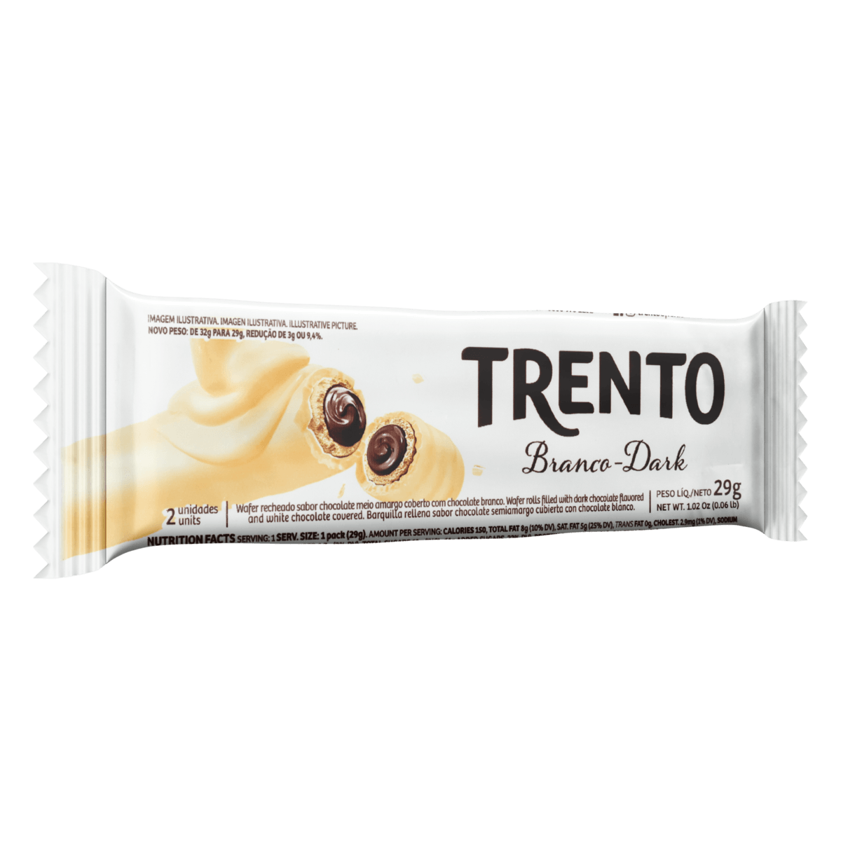 Wafer Branco Dark Trento Pacote 29g